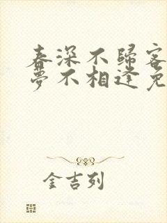 春深不归客,清梦不相逢免费阅读封面