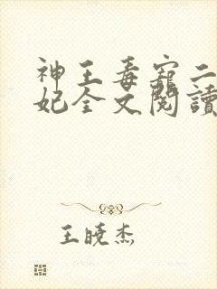 神王毒宠二嫁王妃全文阅读封面