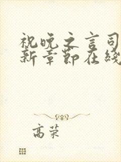 祝晚之言司城最新章节在线阅读