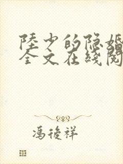 陆少的隐婚罪妻全文在线阅读封面