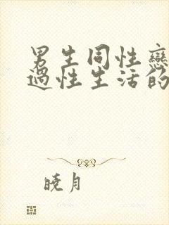 男生同性恋怎么过性生活的