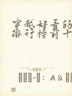 穿越好看的小说排行榜前十名