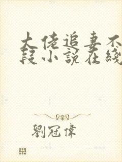 大佬追妻不择手段小说在线阅读