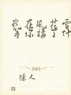 我在风花雪月里等你讲了什么封面