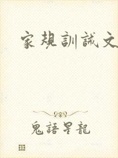 家规训诫文小说封面