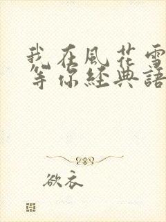 我在风花雪月里等你经典语录