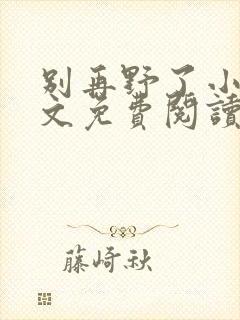 别再野了小说全文免费阅读无弹窗封面