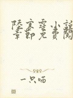 陆寒霆小说最新章节免费阅读无弹窗