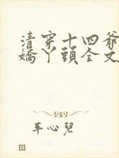 清穿十四爷家的娇丫头全文免费阅读封面