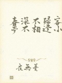 春深不归客,清梦不相逢小说免费阅读
