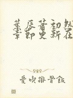 叶辰萧初然最新章节更新在线阅读