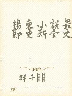 杨东小说最新章节更新全文阅读