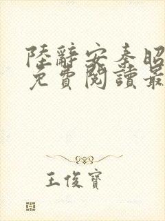 陆辞安秦昭全文免费阅读最新章节封面