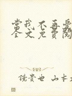 当我不再爱你时全文免费阅读