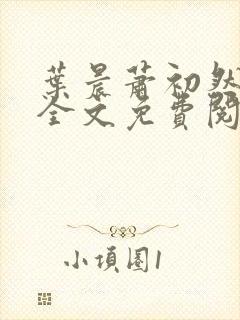 叶晨萧初然小说全文免费阅读最新章节