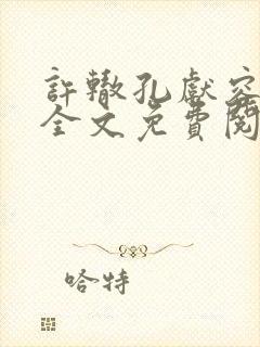 许辙孔献容小说全文免费阅读笔趣阁