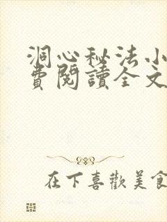 洞心秘法小说免费阅读全文最新章节封面