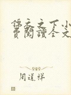 锦衣之下小说免费阅读全文无删减