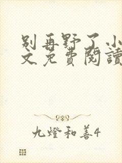 别再野了小说全文免费阅读无弹窗