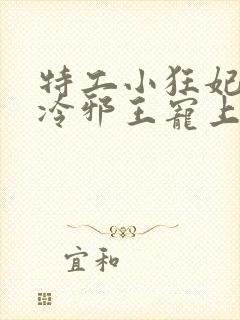 特工小狂妃:高冷邪王宠上瘾