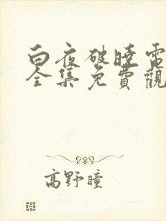 白夜破晓电视剧全集免费观看40集封面