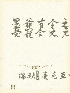 墨爷有令之乖乖受宠全文免费阅读