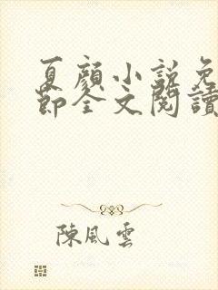 夏颜小说免费章节全文阅读