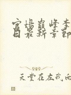 官场巅峰李霖今日最新章节