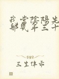 我当阴阳先生的那几年三十先生封面