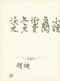 浅冬街角小说全文免费阅读无弹窗封面