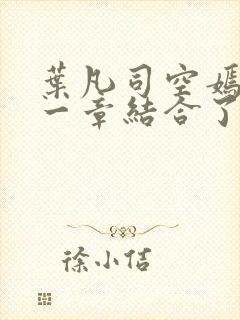 叶凡司空嫣然哪一章结合了封面