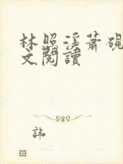 林照溪萧砚川全文阅读封面