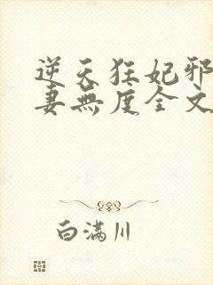 逆天狂妃邪王宠妻无度全文免费阅读封面