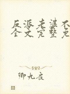 反派老婆不好做全文完整免费阅读