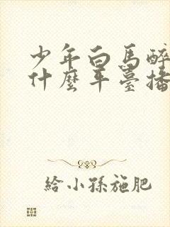 少年白马醉春风什么平台播出