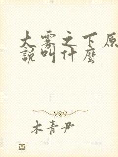 大雾之下原著小说叫什么