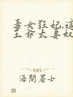 毒女狂妃,这个王爷太妻奴