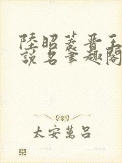 陆昭菱晋王的小说名笔趣阁