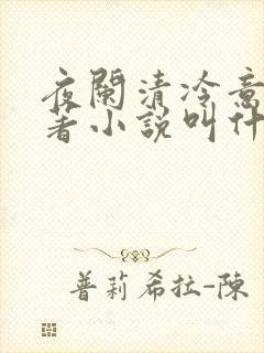 夜阑清冷意欢原著小说叫什么