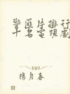 警匪片排行榜前十名电视剧