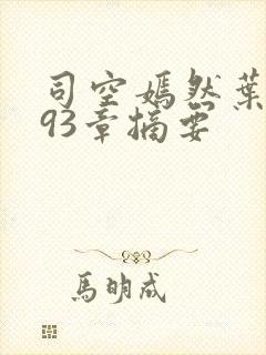 司空嫣然叶凡093章摘要