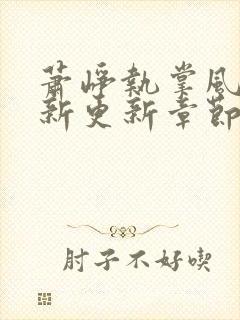 萧峥执掌风云最新更新章节封面