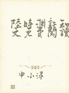 陆时渊许知夏全文免费阅读封面