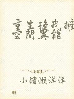 重生后我拥有了空间异能