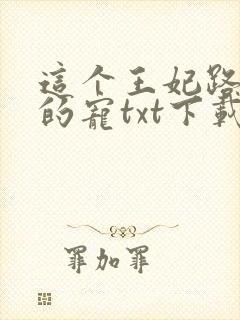 这个王妃路子野的宠txt下载