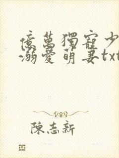 亿万独宠少主的溺爱萌妻txt