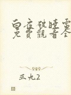 白夜破晓电视剧免费观看全集在线播放