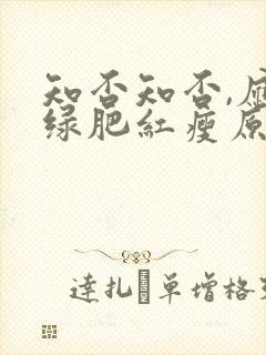 知否知否,应是绿肥红瘦原著