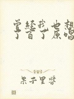 曾经我也想过一了百了原唱歌词封面