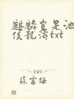 麒麟岂是池中物侯龙涛txt封面